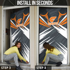Greater Western Sydney Giants Australian Football Door Cover Powerful Muscle Mascot With Geometric Sunburst Motion Art
