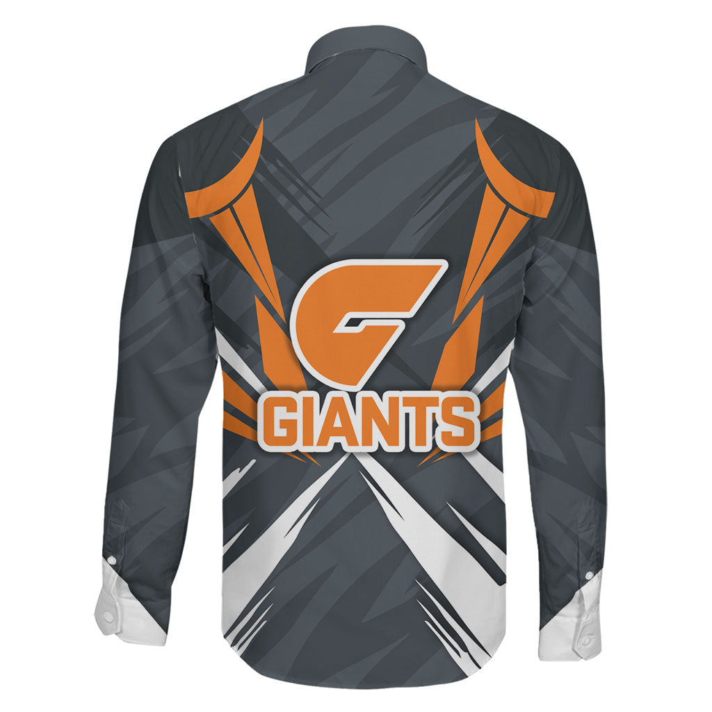 Greater Western Sydney Giants Australian Football Family Matching Long Sleeve Bodycon Dress and Hawaiian Shirt Powerful Muscle Mascot With Geometric Sunburst Motion Art