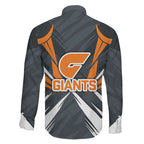 Greater Western Sydney Giants Australian Football Family Matching Mermaid Dress and Hawaiian Shirt Powerful Muscle Mascot With Geometric Sunburst Motion Art