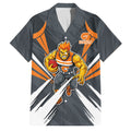 Greater Western Sydney Giants Australian Football Family Matching Summer Maxi Dress and Hawaiian Shirt Powerful Muscle Mascot With Geometric Sunburst Motion Art