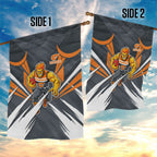 Greater Western Sydney Giants Australian Football Garden Flag Powerful Muscle Mascot With Geometric Sunburst Motion Art