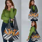 Greater Western Sydney Giants Australian Football Grocery Bag Powerful Muscle Mascot With Geometric Sunburst Motion Art
