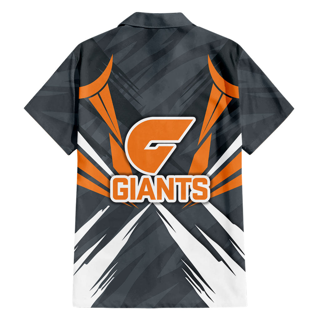 Greater Western Sydney Giants Australian Football Hawaiian Shirt Powerful Muscle Mascot With Geometric Sunburst Motion Art