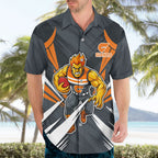 Greater Western Sydney Giants Australian Football Hawaiian Shirt Powerful Muscle Mascot With Geometric Sunburst Motion Art
