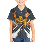 Greater Western Sydney Giants Australian Football Hawaiian Shirt Powerful Muscle Mascot With Geometric Sunburst Motion Art