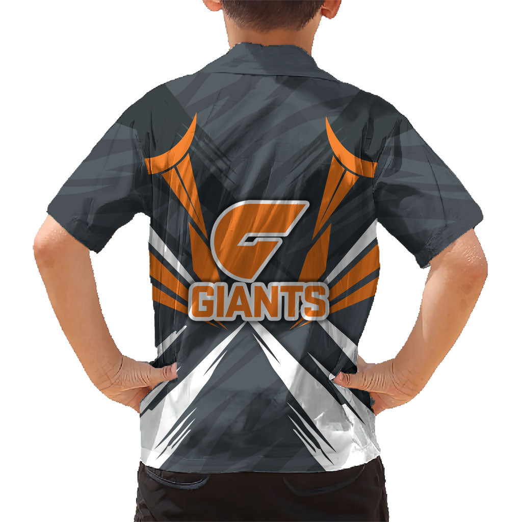 Greater Western Sydney Giants Australian Football Hawaiian Shirt Powerful Muscle Mascot With Geometric Sunburst Motion Art