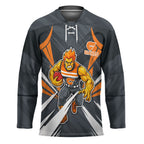 Greater Western Sydney Giants Australian Football Hockey Jersey Powerful Muscle Mascot With Geometric Sunburst Motion Art