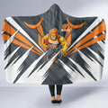 Greater Western Sydney Giants Australian Football Hooded Blanket Powerful Muscle Mascot With Geometric Sunburst Motion Art
