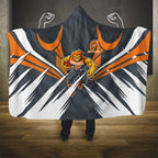 Greater Western Sydney Giants Australian Football Hooded Blanket Powerful Muscle Mascot With Geometric Sunburst Motion Art