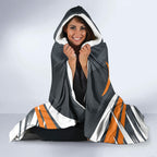 Greater Western Sydney Giants Australian Football Hooded Blanket Powerful Muscle Mascot With Geometric Sunburst Motion Art