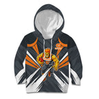 Greater Western Sydney Giants Australian Football Kid Hoodie Powerful Muscle Mascot With Geometric Sunburst Motion Art