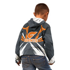 Greater Western Sydney Giants Australian Football Kid Hoodie Powerful Muscle Mascot With Geometric Sunburst Motion Art