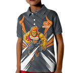 Greater Western Sydney Giants Australian Football Kid Polo Shirt Powerful Muscle Mascot With Geometric Sunburst Motion Art