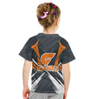 Greater Western Sydney Giants Australian Football Kid T Shirt Powerful Muscle Mascot With Geometric Sunburst Motion Art