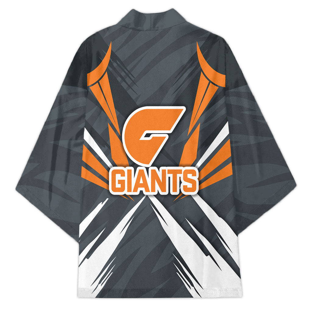 Greater Western Sydney Giants Australian Football Kimono Powerful Muscle Mascot With Geometric Sunburst Motion Art