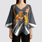 Greater Western Sydney Giants Australian Football Kimono Sleeve Blouse Powerful Muscle Mascot With Geometric Sunburst Motion Art