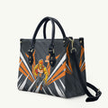 Greater Western Sydney Giants Australian Football Leather Bag Powerful Muscle Mascot With Geometric Sunburst Motion Art