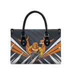 Greater Western Sydney Giants Australian Football Leather Bag Powerful Muscle Mascot With Geometric Sunburst Motion Art