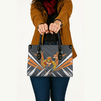 Greater Western Sydney Giants Australian Football Leather Bag Powerful Muscle Mascot With Geometric Sunburst Motion Art
