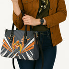Greater Western Sydney Giants Australian Football Leather Bag Powerful Muscle Mascot With Geometric Sunburst Motion Art