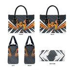 Greater Western Sydney Giants Australian Football Leather Bag Powerful Muscle Mascot With Geometric Sunburst Motion Art