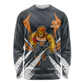 Greater Western Sydney Giants Australian Football Long Sleeve Shirt Powerful Muscle Mascot With Geometric Sunburst Motion Art