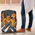 Greater Western Sydney Giants Australian Football Luggage Cover Powerful Muscle Mascot With Geometric Sunburst Motion Art