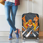 Greater Western Sydney Giants Australian Football Luggage Cover Powerful Muscle Mascot With Geometric Sunburst Motion Art