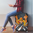 Greater Western Sydney Giants Australian Football Luggage Cover Powerful Muscle Mascot With Geometric Sunburst Motion Art