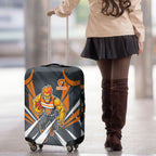 Greater Western Sydney Giants Australian Football Luggage Cover Powerful Muscle Mascot With Geometric Sunburst Motion Art