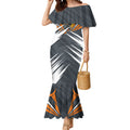 Greater Western Sydney Giants Australian Football Mermaid Dress Powerful Muscle Mascot With Geometric Sunburst Motion Art