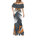 Greater Western Sydney Giants Australian Football Mermaid Dress Powerful Muscle Mascot With Geometric Sunburst Motion Art