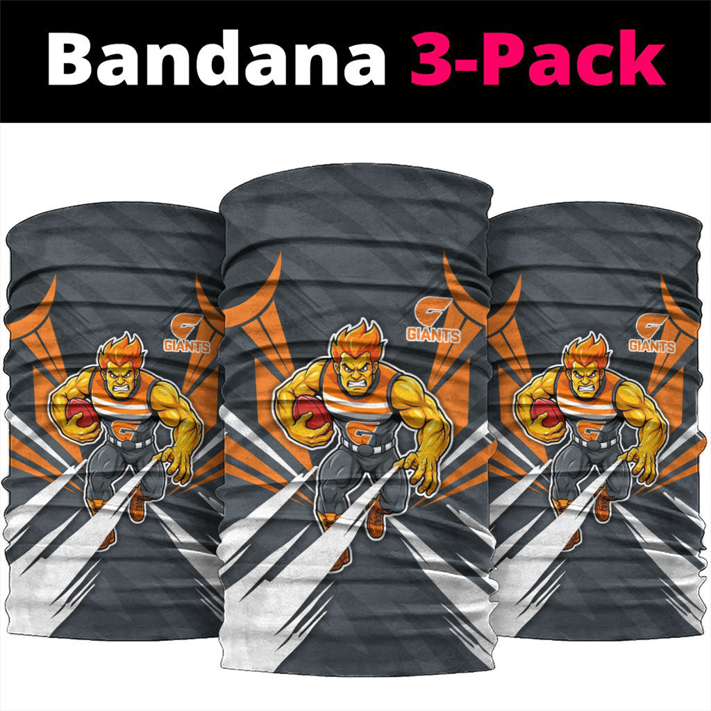Greater Western Sydney Giants Australian Football Neck Gaiter Powerful Muscle Mascot With Geometric Sunburst Motion Art