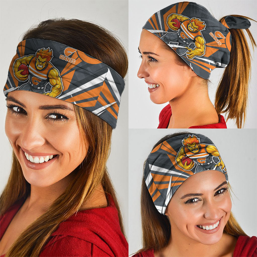 Greater Western Sydney Giants Australian Football Neck Gaiter Powerful Muscle Mascot With Geometric Sunburst Motion Art