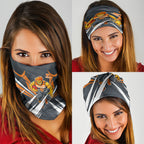 Greater Western Sydney Giants Australian Football Neck Gaiter Powerful Muscle Mascot With Geometric Sunburst Motion Art