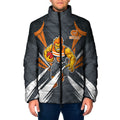 Greater Western Sydney Giants Australian Football Padded Jacket Powerful Muscle Mascot With Geometric Sunburst Motion Art
