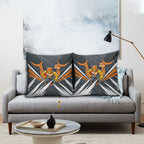 Greater Western Sydney Giants Australian Football Pillow Cover Powerful Muscle Mascot With Geometric Sunburst Motion Art