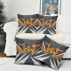 Greater Western Sydney Giants Australian Football Pillow Cover Powerful Muscle Mascot With Geometric Sunburst Motion Art