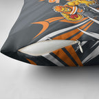 Greater Western Sydney Giants Australian Football Pillow Cover Powerful Muscle Mascot With Geometric Sunburst Motion Art