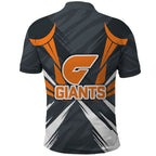 Greater Western Sydney Giants Australian Football Polo Shirt Powerful Muscle Mascot With Geometric Sunburst Motion Art