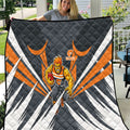 Greater Western Sydney Giants Australian Football Quilt Powerful Muscle Mascot With Geometric Sunburst Motion Art