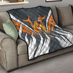 Greater Western Sydney Giants Australian Football Quilt Powerful Muscle Mascot With Geometric Sunburst Motion Art