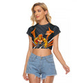 Greater Western Sydney Giants Australian Football Raglan Cropped T Shirt Powerful Muscle Mascot With Geometric Sunburst Motion Art