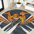 Greater Western Sydney Giants Australian Football Round Carpet Powerful Muscle Mascot With Geometric Sunburst Motion Art
