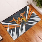 Greater Western Sydney Giants Australian Football Rubber Doormat Powerful Muscle Mascot With Geometric Sunburst Motion Art