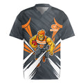 Greater Western Sydney Giants Australian Football Rugby Jersey Powerful Muscle Mascot With Geometric Sunburst Motion Art