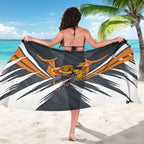 Greater Western Sydney Giants Australian Football Sarong Powerful Muscle Mascot With Geometric Sunburst Motion Art