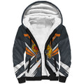 Greater Western Sydney Giants Australian Football Sherpa Hoodie Powerful Muscle Mascot With Geometric Sunburst Motion Art
