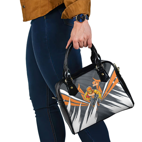 Greater Western Sydney Giants Australian Football Shoulder Handbag Powerful Muscle Mascot With Geometric Sunburst Motion Art