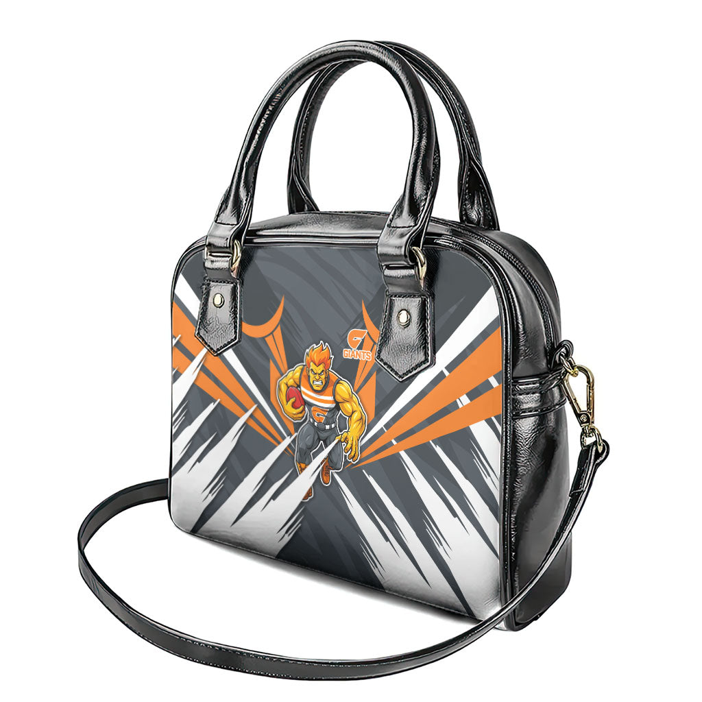Greater Western Sydney Giants Australian Football Shoulder Handbag Powerful Muscle Mascot With Geometric Sunburst Motion Art